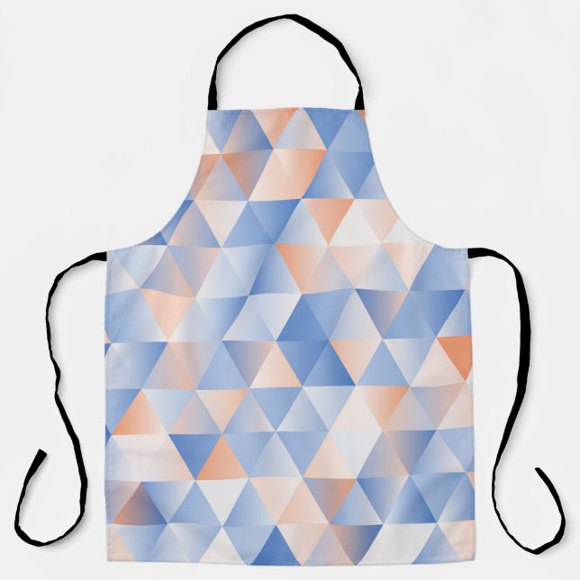 Tablier triangles sans couture motif en bleu doux et orang (Recto)