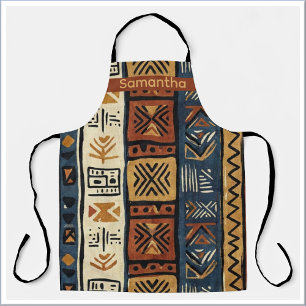 Tablier Tribal Ethnique Brun Or & Vert