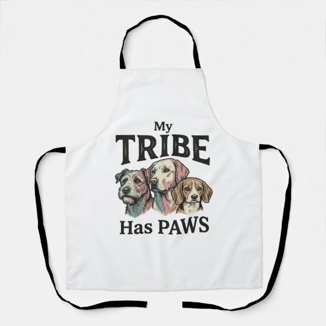 Tablier Tribu de chiens a des pattes design de gravure vin (Recto)