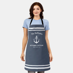 Tablier Tricot Personnalisé Bleu Ardoise Moderne Côté Mer