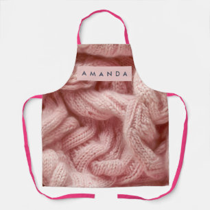 Tablier Tricot torsadé rose personnalisé