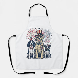 Tablier Trio de chiens patriotiques Design de t-shirt avec