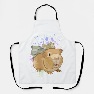 Tablier Trio de cochons d'Inde colorés Éclaboussure de pei