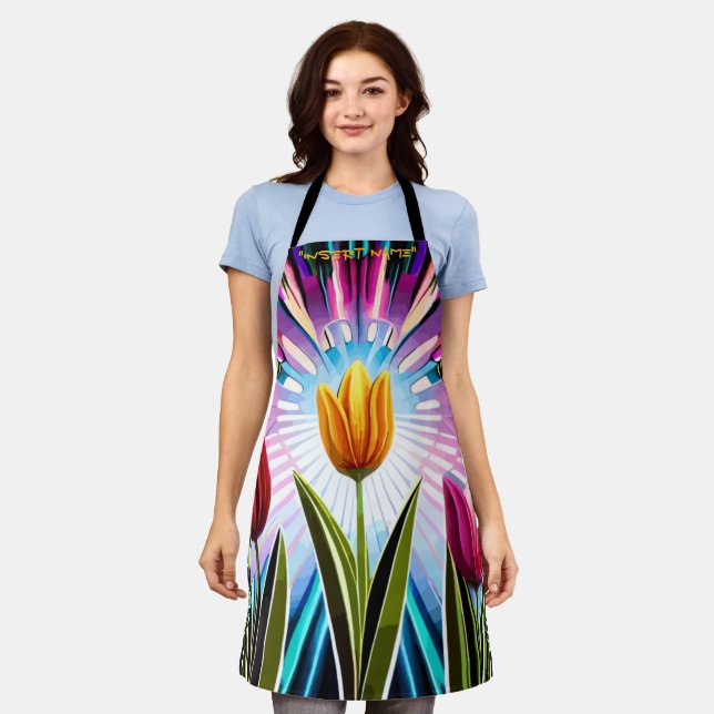 Tablier Trio de tulipes : Une explosion de beauté printani (Porté)