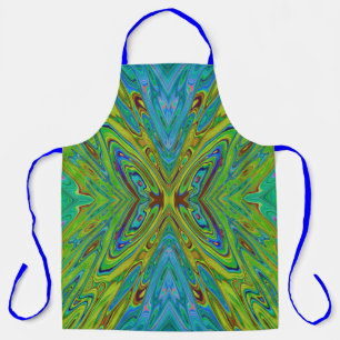 Tablier Trippy Chartreuse et Bleu papillon Abstrait