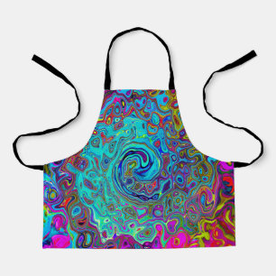 Tablier Trippy Sky Blue Abstrait Retro Liquid Swirl