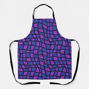 Tablier Trippy super 60s Flower Checks bleu rose