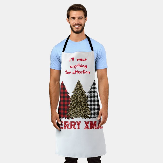 Tablier Trois arbres de Noël humoristiques (Porté)