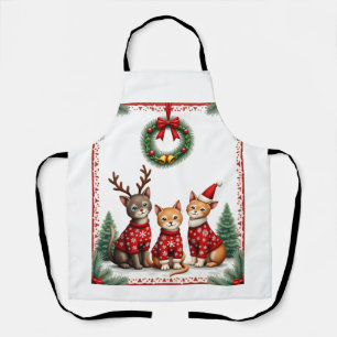 Tablier Trois chats drôle de Noël Chat Sweat de Noël dégue