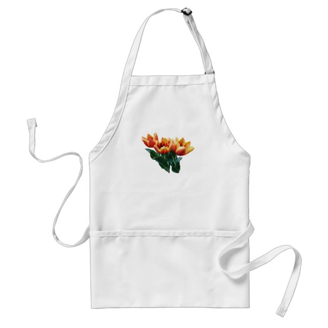 Tablier Trois tulipes orange et rouge (Devant)