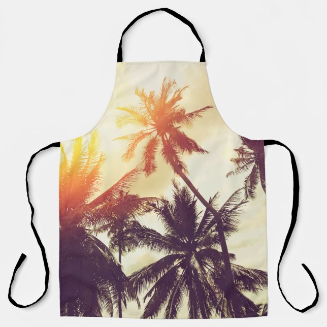 Tablier Tropical beach background with palm trees silhouet (Recto)