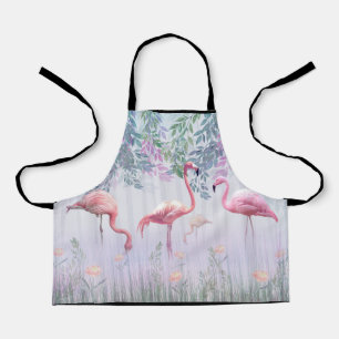 Tablier Tropical Cute Family Flamants roses roses Aquarell