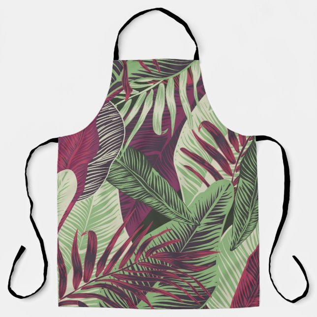 Tablier Tropical Exotic : Vert tendance sans couture (Recto)