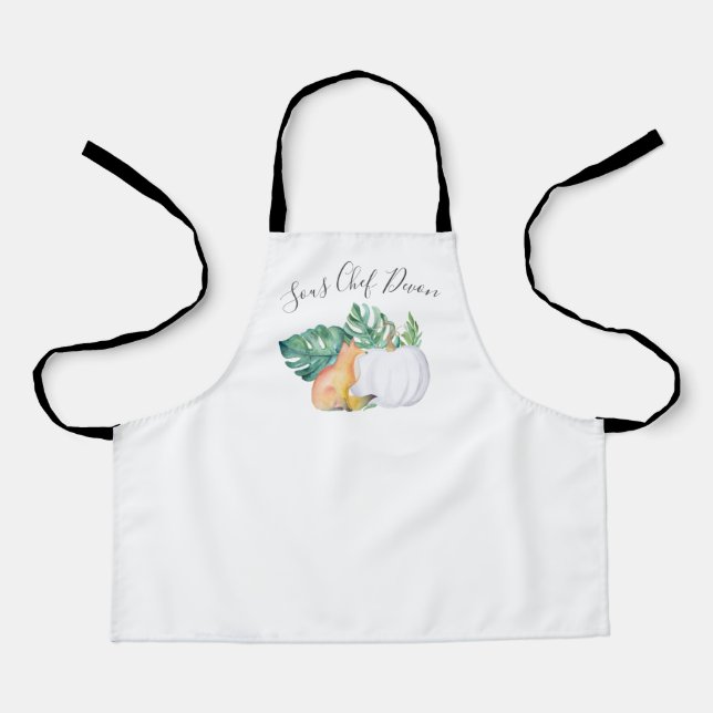 Tablier Tropical Fall Fox, Monstera et Citrouille Apron (Recto)