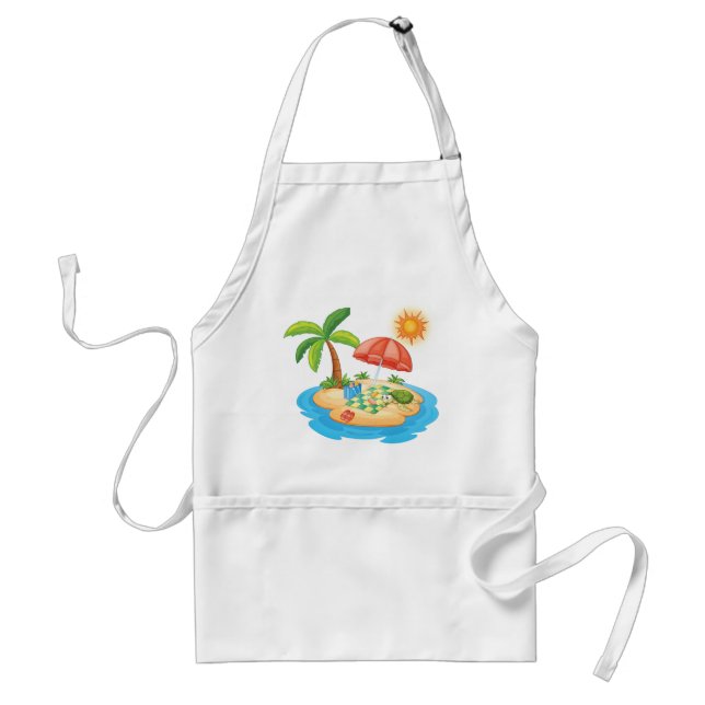 Tablier Tropical Island Beach Turtle Palm Tree Picnic (Devant)