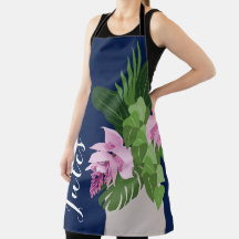 Tropical Medinilla Rose Flower Vase Bleu foncé