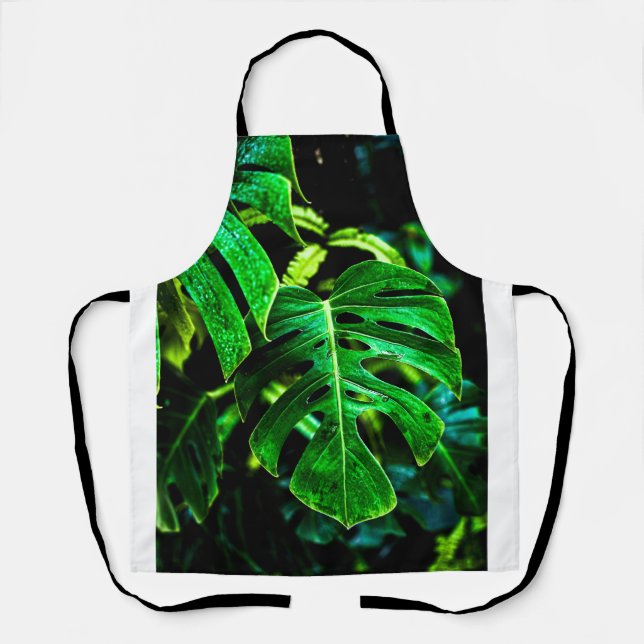 Tablier Tropical Monstera Glow – Jungle Leaf Photography (Recto)