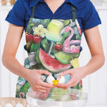 Tablier Tropical Summer Cocktails Flamant rose Moderne Mot<br><div class="desc">Le Tropical Summer Cocktails Motif Kitchen Apron dispose d'un motif tropical moderne et amusant avec des fruits d'été et des fleurs tropicales entourant des cocktails. Un cadeau parfait pour Noël, anniversaire, fête des mères, meilleurs amis et ceux qui aiment la cuisine, la cuisine et les cocktails. Conçu par ©Evco Studio...</div>