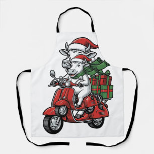 Tablier Trottinette à cheval de Noël drôle Design Vintage_