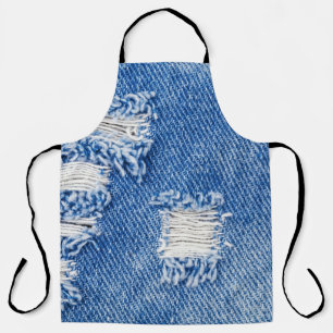 Tablier Trou, jean denim, texture déchirée