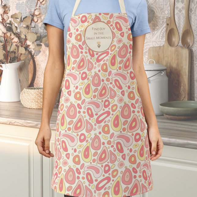 Tablier « Trouvez de la joie dans les petits momen (Inspirational Cooking Apron | Joyful Abstract Kitchen Design  )