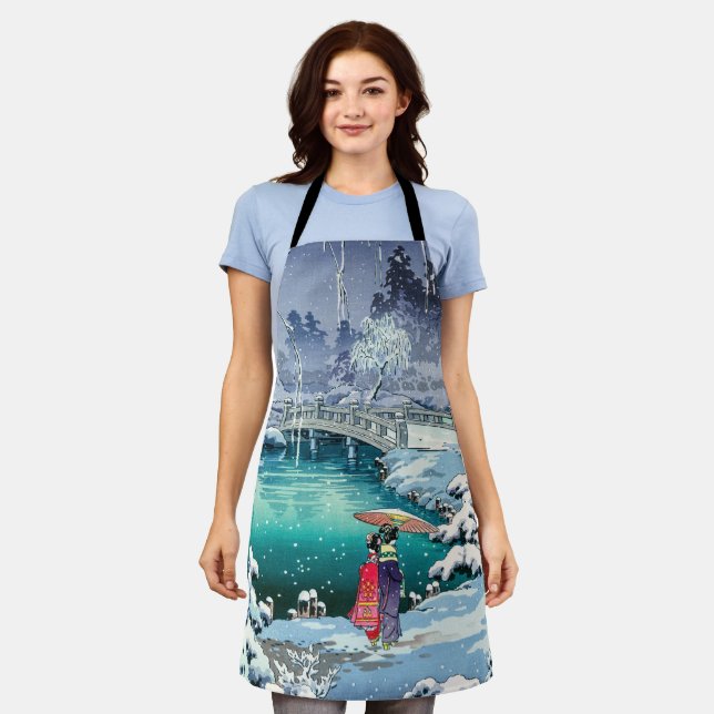 Tablier Tsuchiya Koitsu - Neige de printemps à Maruyama (Porté)