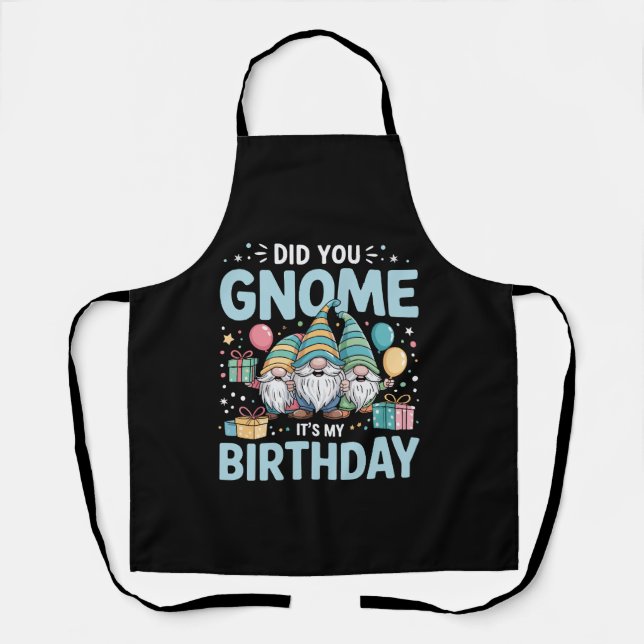 Tablier Tu as Gnome C'est mon Gnomies Party d'anniversaire (Recto)