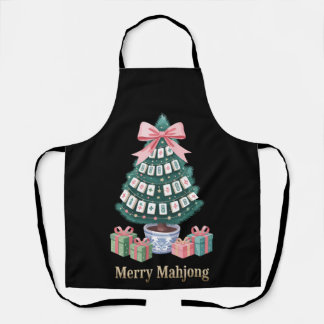 Tablier Tuile d'arbre de Noël Mahjong joyeux Cadeaux Arc r