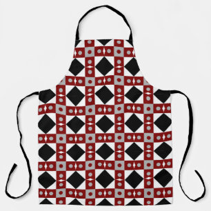 Tablier Tuiles géométriques en rouge, noir et blanc
