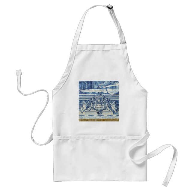 Tablier Tuiles murales portugaises bleues et blanches avec (Devant)