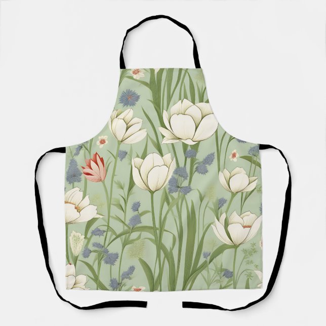 Tablier Tulip Meadow in Sage Green (Recto)