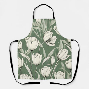 Tablier Tulipe Botanique Sur Sage Green