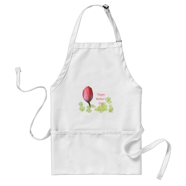 Tablier tulipe rouge, bonne fête des mères (Devant)