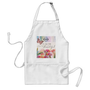 Tablier Tulipes chaudes et citation à papillon,Monogramme