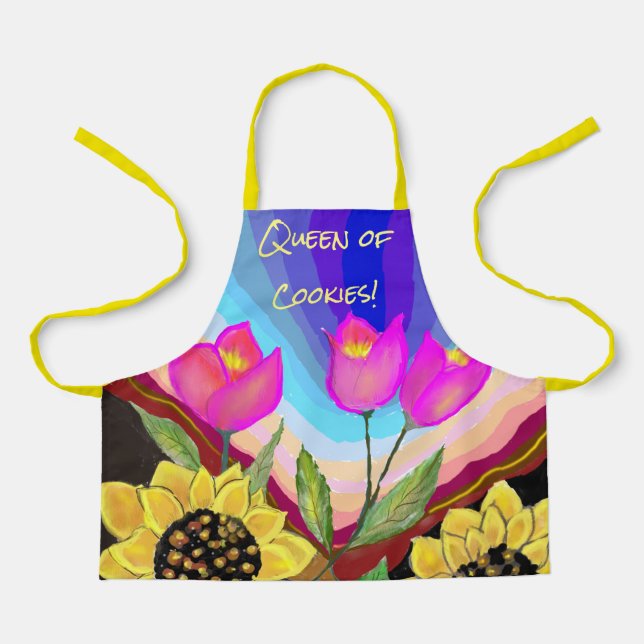 Tablier Tulipes de tournesol et amour Penser à vous (Recto)