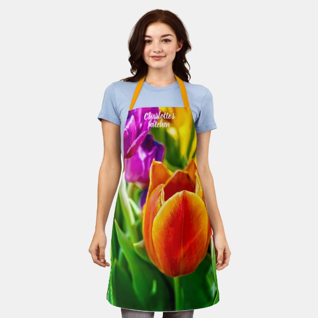Tablier Tulipes fraîches et colorées (Porté)