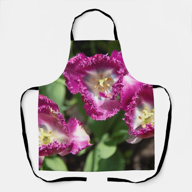 Tablier Tulipes mignonnes pourpres dans le jardin (Recto)