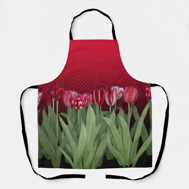 Tablier Tulipes rouges sur dégradé (Recto)