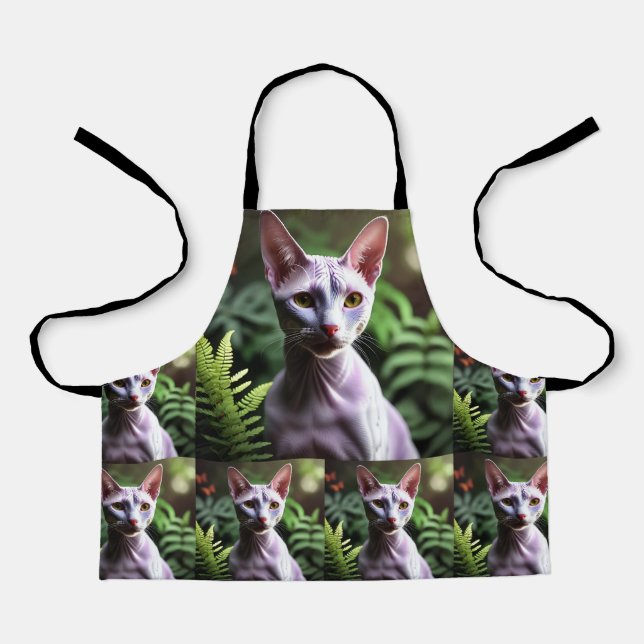 Tablier "Tuna le chat sans poils : lisse et soyeux"  (Recto)