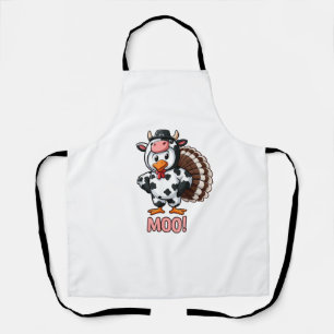 Tablier Turquie En Costume De Vache, Moo Drôle Thanksgivin