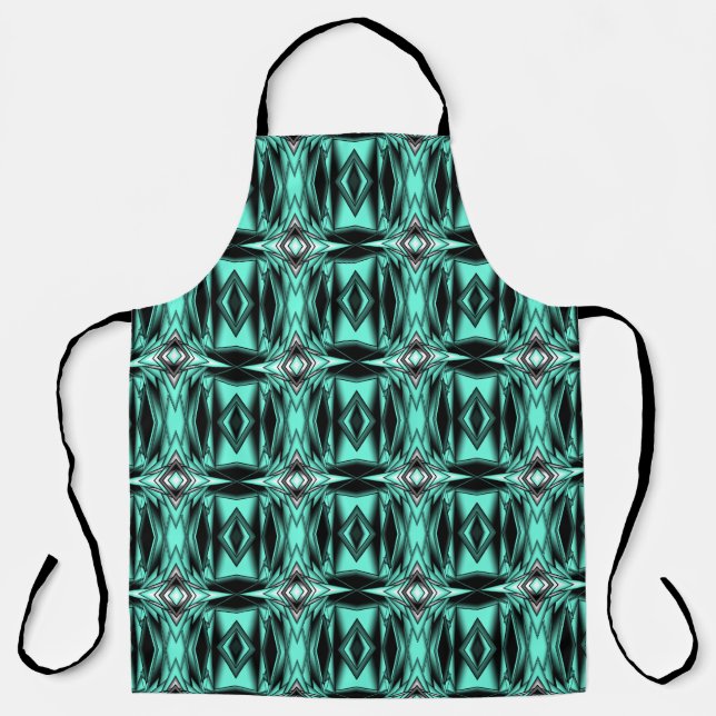 Tablier Turquoise Blanc Ombre Moderne Art Abstrait (Recto)