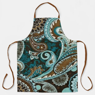 Tablier Turquoise et marron vintage paisley neuf