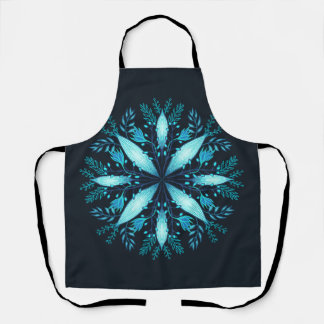Tablier Turquoise Mandala - Fleur de flocon de neige bleu 