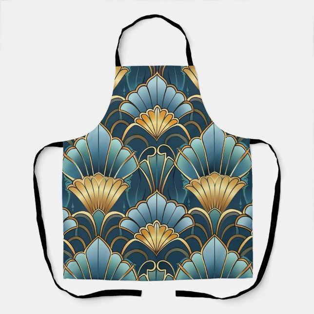 Tablier Turquoise or vintage art déco motif (Recto)