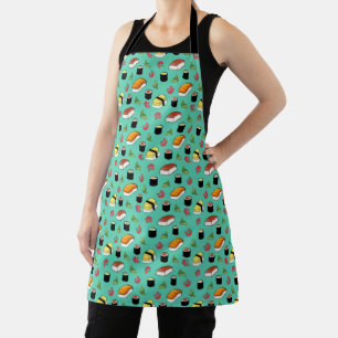 Tablier Turquoise Sushi Motif Apron