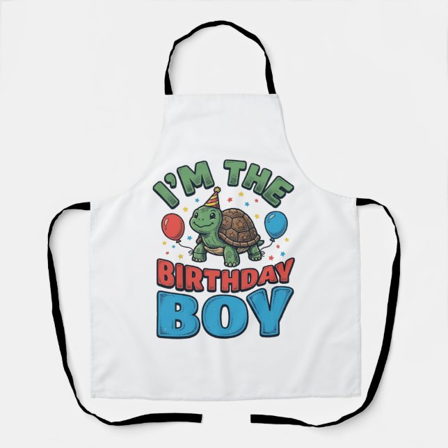 Tablier Turtle pour garçon d'anniversaire Design de chemis (Recto)