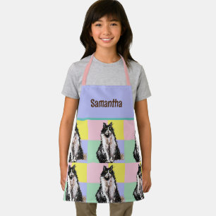 Tablier Tuxedo Chat Cute Chats Noir Blanc Pastel Arc-en-ci