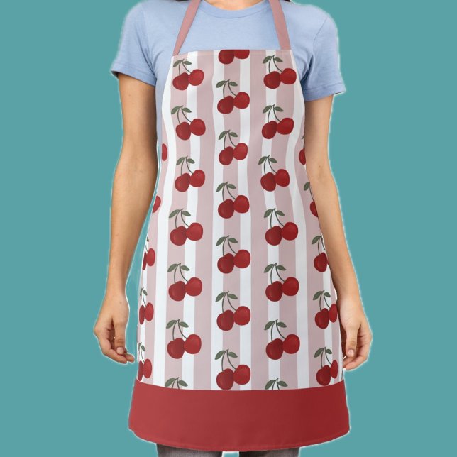 Tablier Two Red Cherries Illustration | Cute Fruit Art  (Créateur téléchargé)