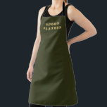 Tablier Typographie du peloton d'or Cuisine verte de la fo<br><div class="desc">Typographie du peloton d'or Forest Green Apron pour les chefs qui cuisinent beaucoup de repas en une journée!</div>