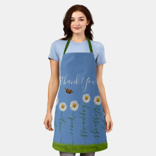 Tablier Typographie moderne de Merci Floral Blue Daisy